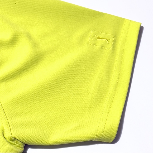 PGA Tour Vibrant Neon Green Golf Polo Size L Shirt Geometric Pattern Excellent - Picture 4 of 7